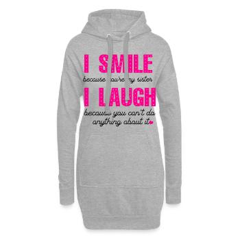 grande sœur sourire rire - Sweat-shirt à capuche long Femme - gris chiné - Devant