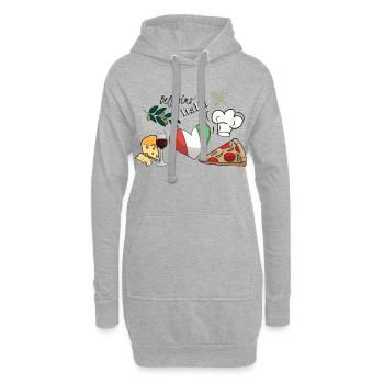 Bellisimo Italia Italie Pizza Fromage Vin Olives - Sweat-shirt à capuche long Femme - gris chiné - Devant