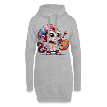 Artiste de singe mignon - Sweat-shirt à capuche long Femme - gris chiné - Devant