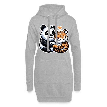 Câlins Panda Et Tigre Amoureux - Sweat-shirt à capuche long Femme - gris chiné - Devant