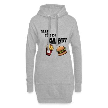 Alles für die Gains! - Hoodie-Kleid - Grau meliert - Vorne