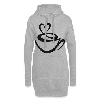 Tasse de café en grains de café - Sweat-shirt à capuche long Femme - gris chiné - Devant