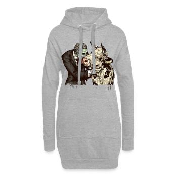 Messieurs zombie embrasse vache - Sweat-shirt à capuche long Femme - gris chiné - Devant