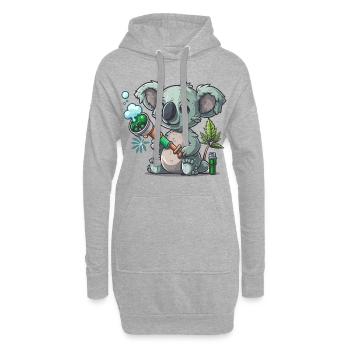 Bong-blasender Koala - Hoodie-Kleid - Grau meliert - Vorne