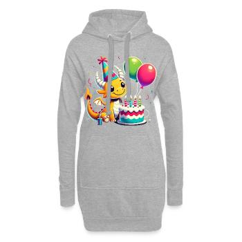 Dragon Kid Celebrating Birthday - Hoodie-Kleid - Grau meliert - Vorne