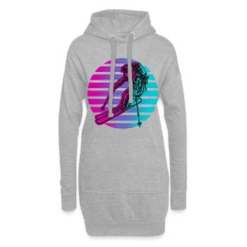 Ski Skiurlaub Skifahrer Neon - Hoodie-Kleid - Grau meliert - Vorne