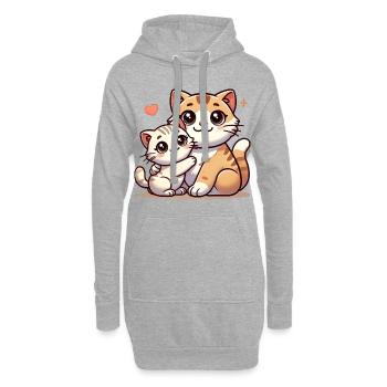 Parent chat aimant avec enfant - Sweat-shirt à capuche long Femme - gris chiné - Devant
