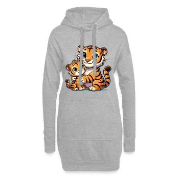 Loving Tiger Parent with Child - Hoodie-Kleid - Grau meliert - Vorne