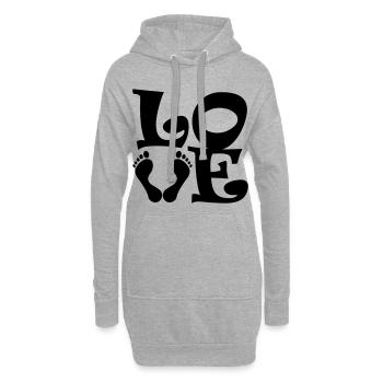 Barfuss Love Trekking randonnée couleur design sélectionnable - Sweat-shirt à capuche long Femme - gris chiné - Devant