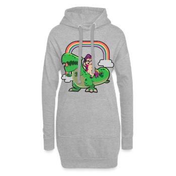 La licorne chevauche les dinosaures - Sweat-shirt à capuche long Femme - gris chiné - Devant