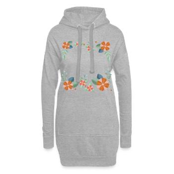 Blumen - Hoodie-Kleid - Grau meliert - Vorne