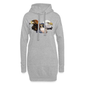 Wanderfalke und Adler - Hoodie-Kleid - Grau meliert - Vorne