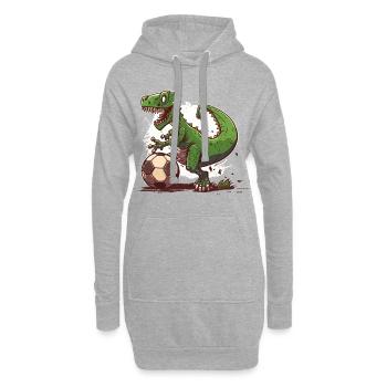 Dino Fußballstar - Hoodie-Kleid - Grau meliert - Vorne