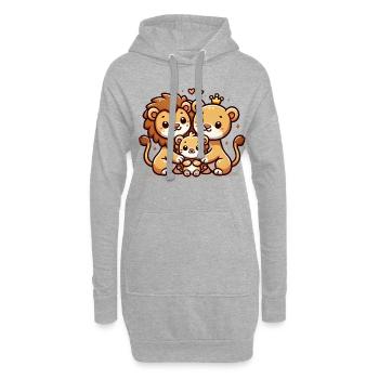 Famille Lion Mère Et Père Avec Un Enfant - Sweat-shirt à capuche long Femme - gris chiné - Devant