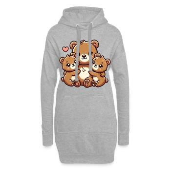 Parent ours avec deux enfants mignons - Sweat-shirt à capuche long Femme - gris chiné - Devant