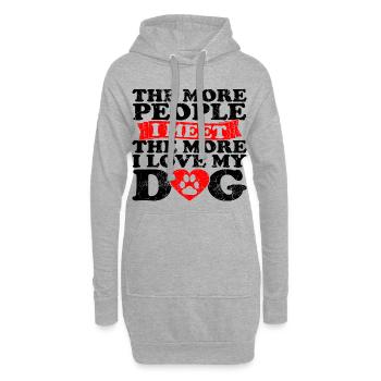 Plus je rencontre de personnes, plus j'aime mon chien - Sweat-shirt à capuche long Femme - gris chiné - Devant