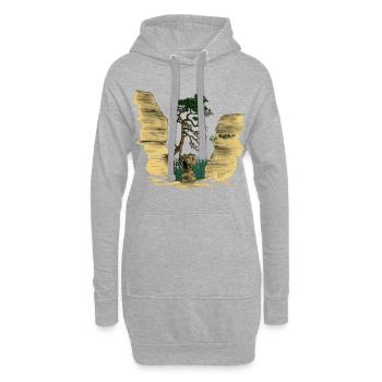 Montagnes de grès de l’Elbe - Sweat-shirt à capuche long Femme - gris chiné - Devant