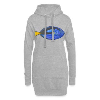 Blauer Doktorfisch Schnorcheln Fisch Aquarium Riff - Hoodie-Kleid - Grau meliert - Vorne