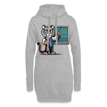 Professeur de tigre mignon - Sweat-shirt à capuche long Femme - gris chiné - Devant