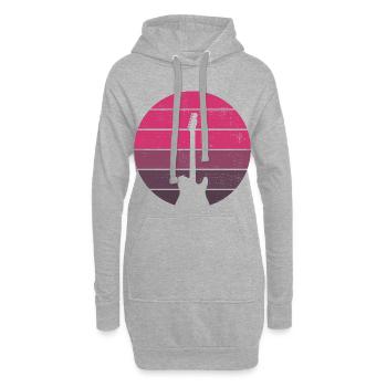 Rétro - guitare électrique - vintage - concert - apparence - Sweat-shirt à capuche long Femme - gris chiné - Devant