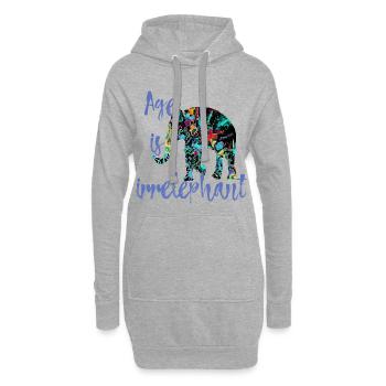 Age is irrelephant – Geburtstag lustig Wortspiel - Hoodie-Kleid - Grau meliert - Vorne