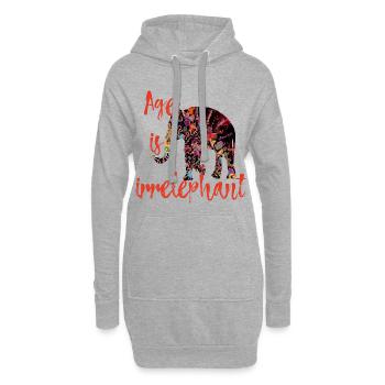 Age is irrelephant – Geburtstag lustig Wortspiel - Hoodie-Kleid - Grau meliert - Vorne