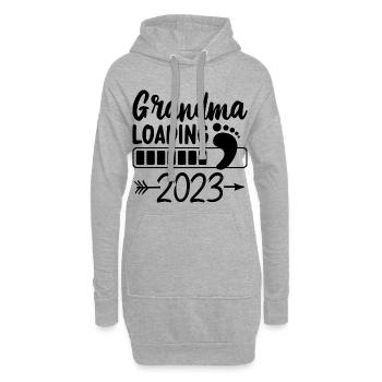 2023 Oma Loading Werdende Oma Großmutter - Hoodie-Kleid - Grau meliert - Vorne
