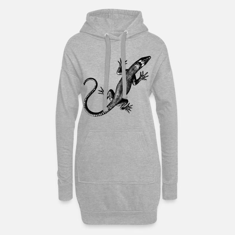 Grafik einer Eidechse - Hoodie-Kleid - Grau meliert
