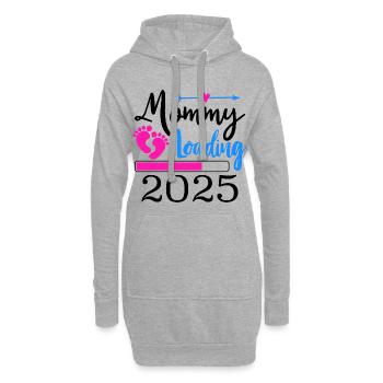 Bébé est en chargement, bébé arrive en 2025 - Sweat-shirt à capuche long Femme - gris chiné - Devant