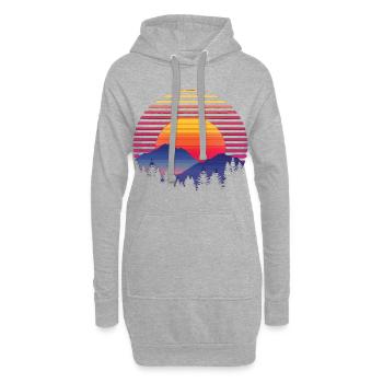 Coucher de soleil Forêt Montagne Extérieur Rétro Années 80 Vintage 4 - Sweat-shirt à capuche long Femme - gris chiné - Devant