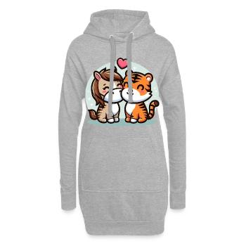Cuddling Horse And Tiger In Love - Hoodie-Kleid - Grau meliert - Vorne