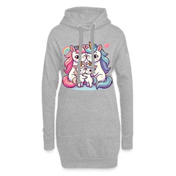 Licorne Famille Mère Et Père Avec Deux Enfants - Sweat-shirt à capuche long Femme - gris chiné - Devant