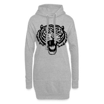 Tête de tigre rugissante Alimentation idée de cadeau - Sweat-shirt à capuche long Femme - gris chiné - Devant