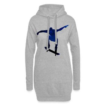 skate - Skateboard - Skater bei Nacht - Hoodie-Kleid - Grau meliert - Vorne