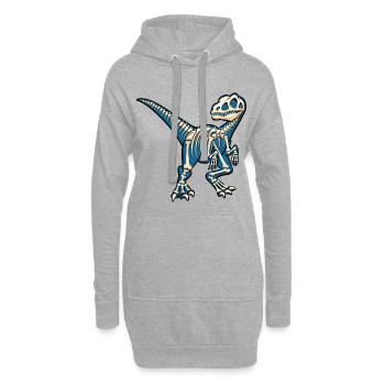 Urzeit Dino Velociraptor Skelett Knochen Raptor - Hoodie-Kleid - Grau meliert - Vorne