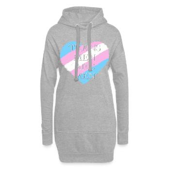 Cœur trans - les hommes trans sont des hommes - Sweat-shirt à capuche long Femme - gris chiné - Devant