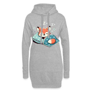 Fox Sleeping In Bed At Night Time - Hoodie-Kleid - Grau meliert - Vorne