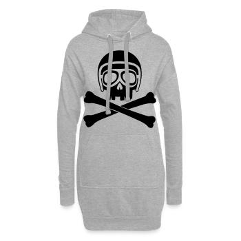 Totenkopf mit Helm und Brille schwarz - Hoodie-Kleid - Grau meliert - Vorne
