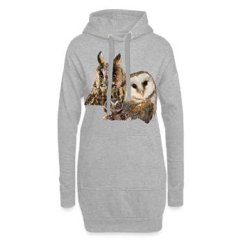 Eulen - Hoodie-Kleid - Grau meliert - Vorne