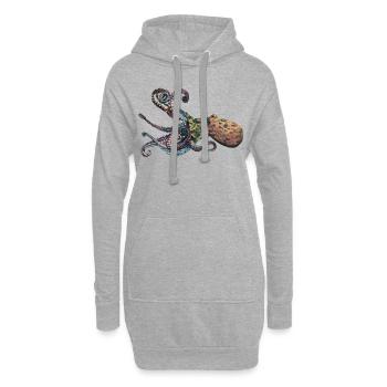Oktopus Tintenfisch - Hoodie-Kleid - Grau meliert - Vorne