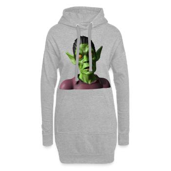 Zombie vert maléfique pour Halloween - Sweat-shirt à capuche long Femme - gris chiné - Devant