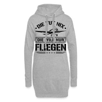 Piloten Spruch Lustig Flugzeug Cockpit Pilotin - Hoodie-Kleid - Grau meliert - Vorne