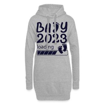 Bébé arrive en 2023, maman enceinte - Sweat-shirt à capuche long Femme - gris chiné - Devant
