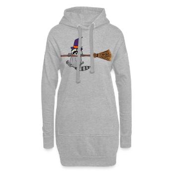 Sorcière raton laveur mignonne - Sweat-shirt à capuche long Femme - gris chiné - Devant