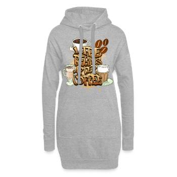 Café, Amateur De Café, Tasse À Caféine, Boisson - Sweat-shirt à capuche long Femme - gris chiné - Devant
