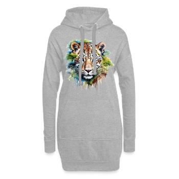 Leopard Raubkatze Natur Wildnis Afrika Safari - Hoodie-Kleid - Grau meliert - Vorne
