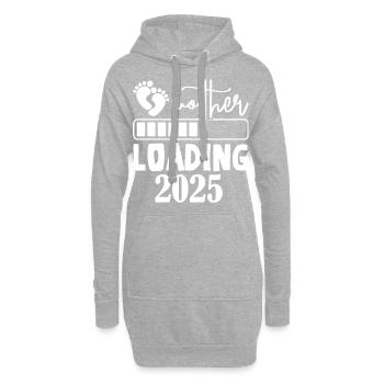Bébé est en chargement, bébé arrive en 2025 - Sweat-shirt à capuche long Femme - gris chiné - Devant
