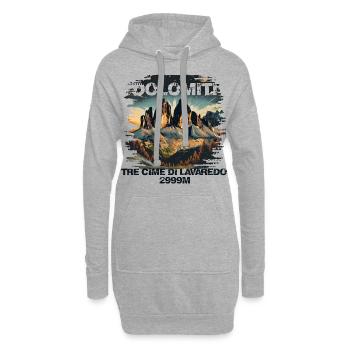 Dolomites de Tre Cime Lavaredo Dolomites des Trois Pics - Sweat-shirt à capuche long Femme - gris chiné - Devant