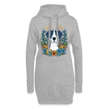 Dogue allemand avec de jolies fleurs - Sweat-shirt à capuche long Femme - gris chiné - Devant