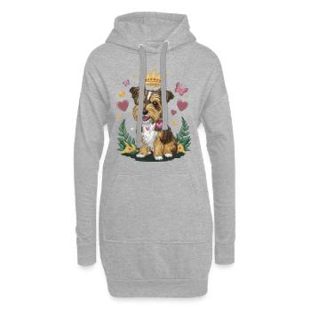 Norfolk Terrier avec cœurs, couronne, papillons - Sweat-shirt à capuche long Femme - gris chiné - Devant